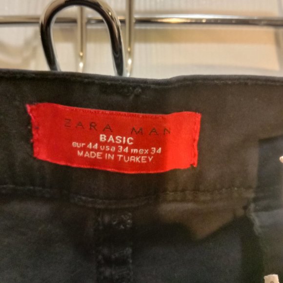 Zara Man Basic Men's Slim Fit Welt Pocket Chino Pants Gray Size 34 - Picture 3 of 6